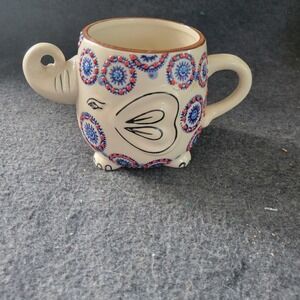 Royal Ceramic Elephant Cup Mug 3D Textured‎ Raised Dots (B4)